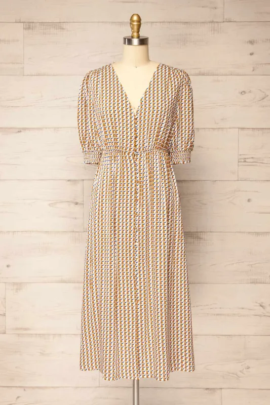 Kolomo | Midi Dress w/ Geometric Pattern sold by Boutique 1861