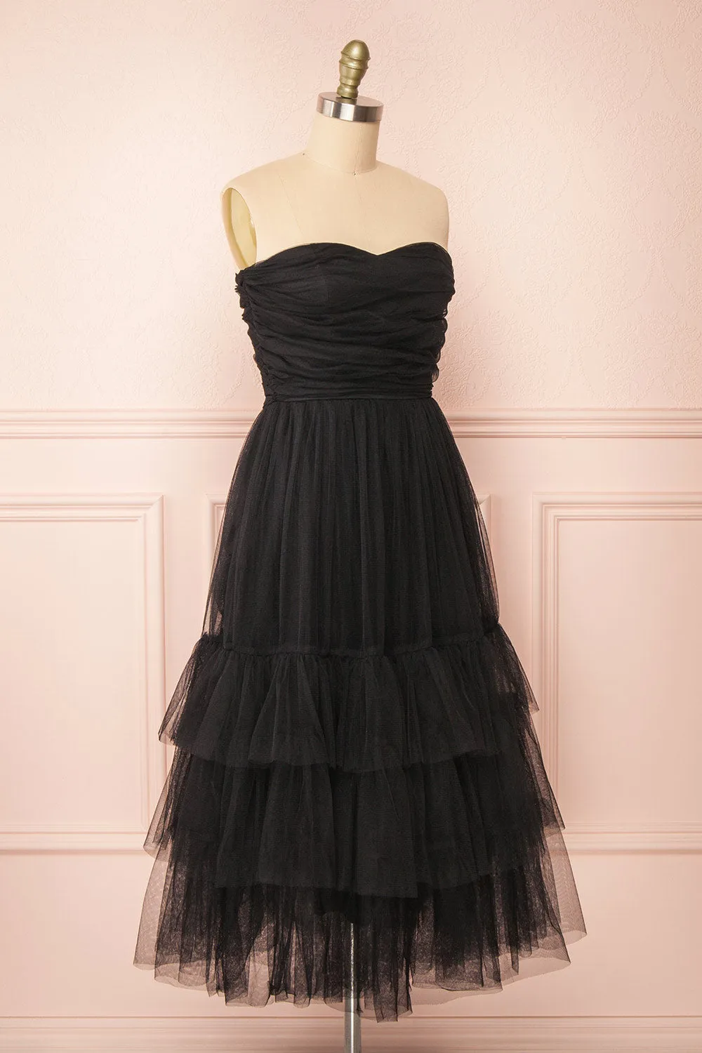 Ifaty Black | Strapless Tulle Midi Dress sold by Boutique 1861 product image thumbnail 4