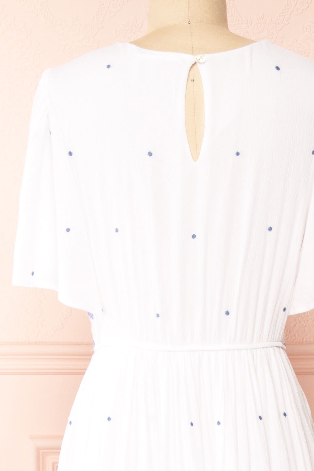 Monet | White Maxi Dress w/ Blue Embroidery sold by Boutique 1861 product image thumbnail 5