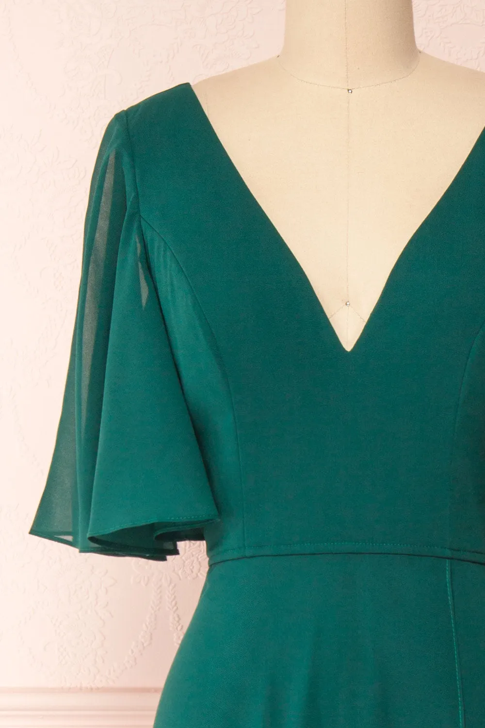 Adelphia Green | V-Neck Chiffon Maxi Dress sold by Boutique 1861 product image thumbnail 3