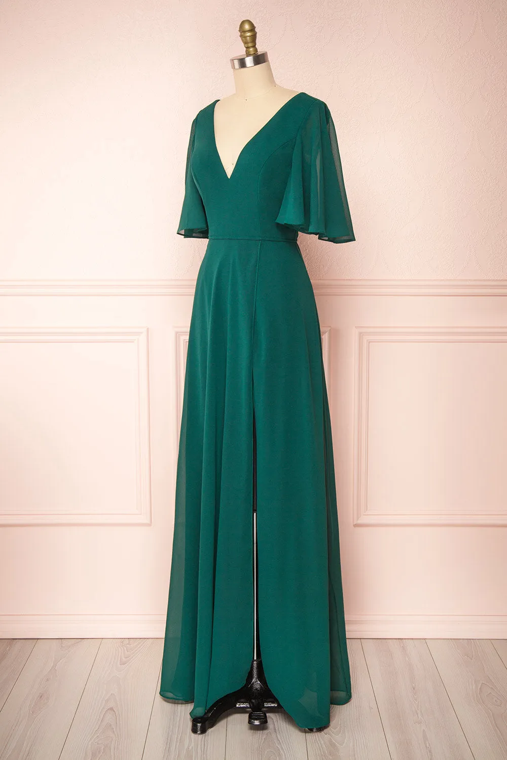Adelphia Green | V-Neck Chiffon Maxi Dress sold by Boutique 1861 product image thumbnail 4