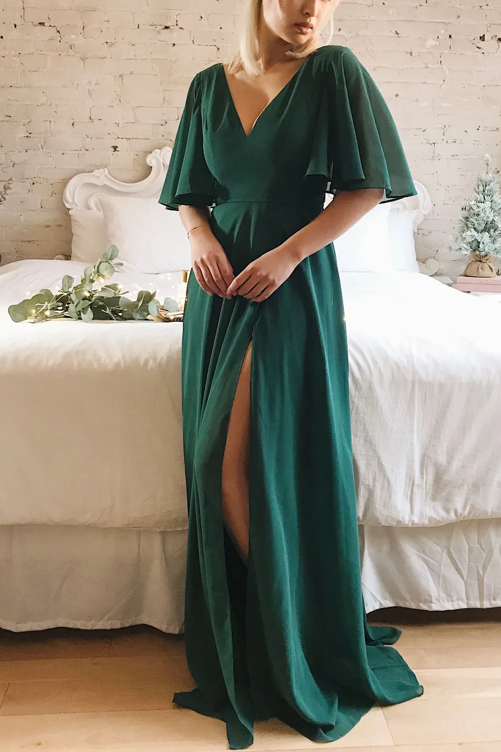 Adelphia Green | V-Neck Chiffon Maxi Dress sold by Boutique 1861 product image thumbnail 2