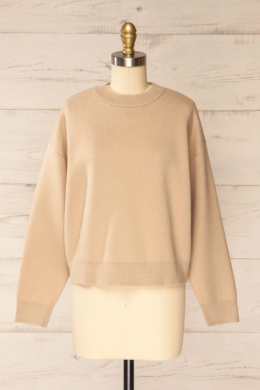 Calye Taupe | Oversized Short Sweater sold by Boutique 1861