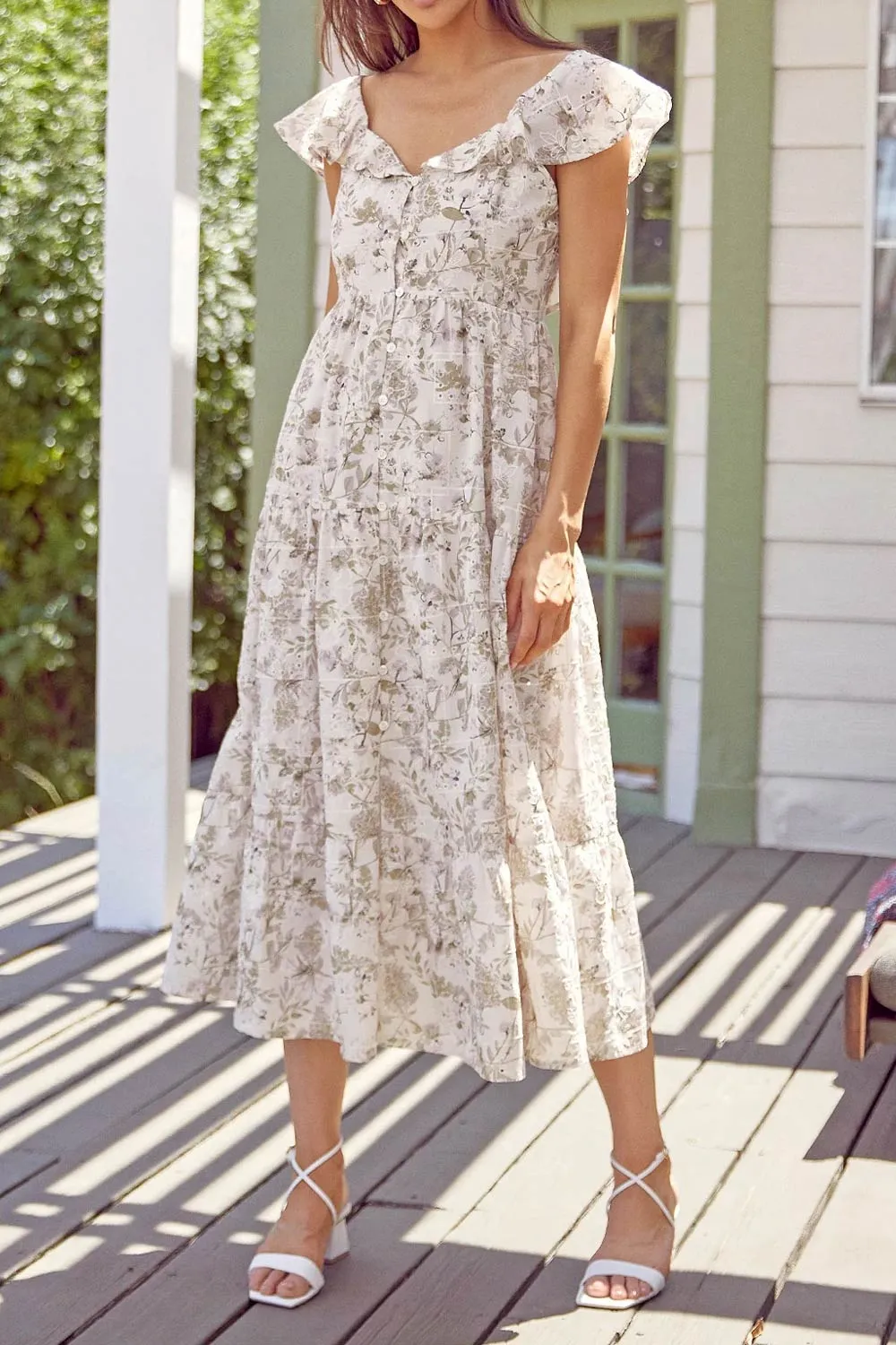 Janessa | Floral Midi Dress w/ Ruffles sold by Boutique 1861 product image thumbnail 2