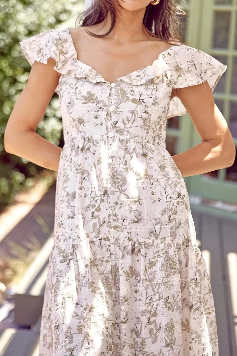 Janessa | Floral Midi Dress w/ Ruffles sold by Boutique 1861 product image thumbnail 3
