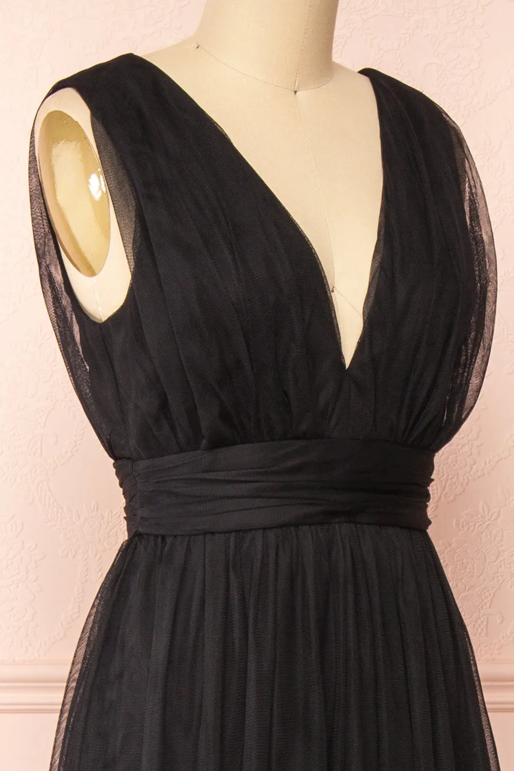 Samina Black | Tulle Maxi Dress with Plunging Neckline sold by Boutique 1861 product image thumbnail 4