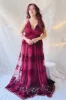 Hyade Burgundy | Plus Size Floral V-Neck Maxi Dress sold by Boutique 1861