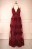 Hyade Burgundy | Plus Size Floral V-Neck Maxi Dress sold by Boutique 1861