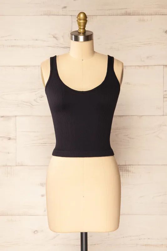 Glakail Black | Cropped Ribbed Cami sold by Boutique 1861