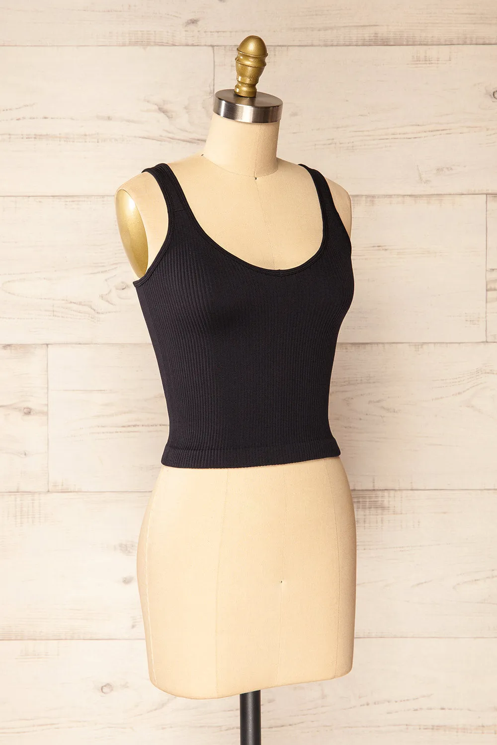 Glakail Black | Cropped Ribbed Cami sold by Boutique 1861 product image thumbnail 3