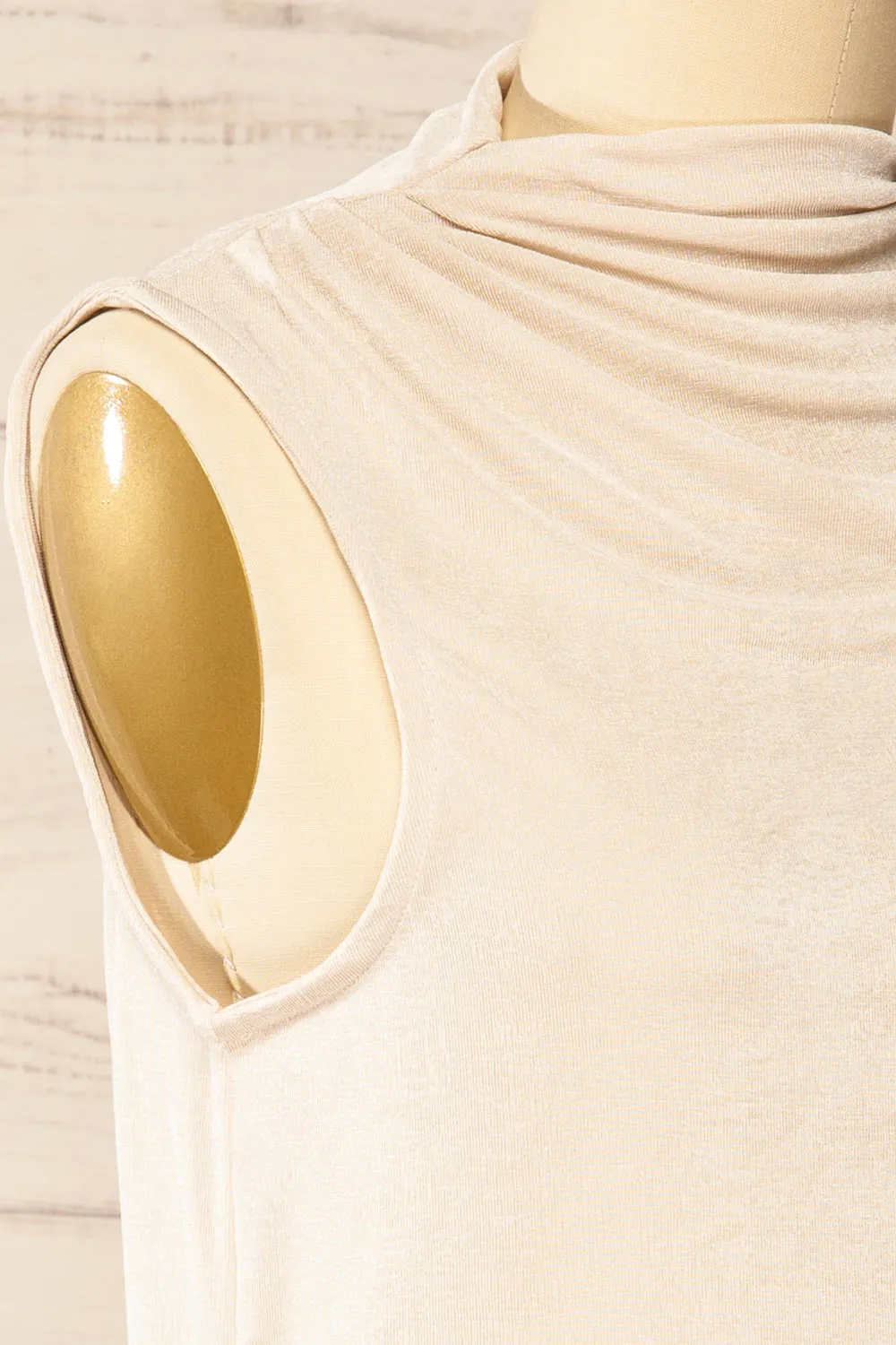 Tapshap Ivory | Sleeveless Top w/ Draped Mock Neck sold by Boutique 1861 product image thumbnail 4