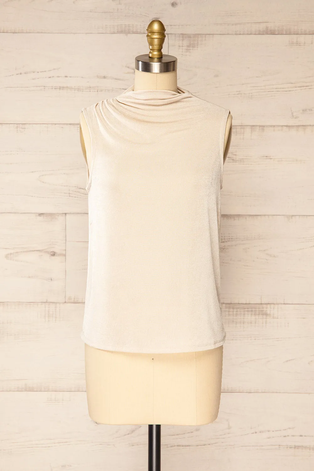 Tapshap Ivory | Sleeveless Top w/ Draped Mock Neck sold by Boutique 1861