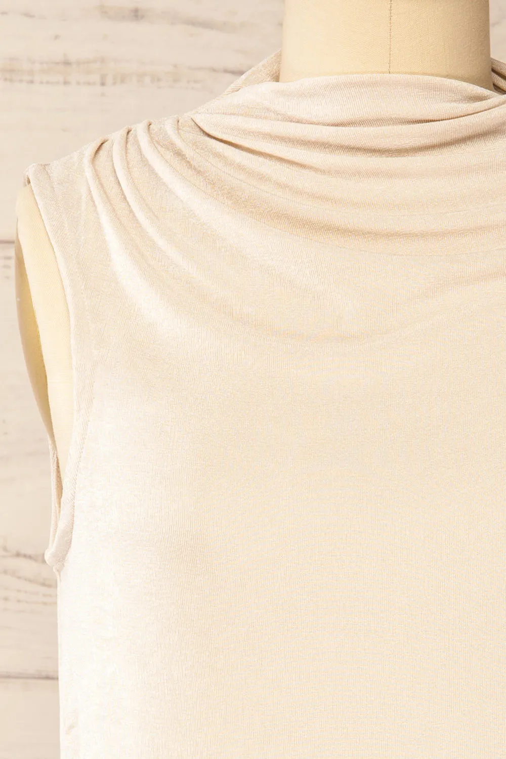 Tapshap Ivory | Sleeveless Top w/ Draped Mock Neck sold by Boutique 1861 product image thumbnail 2