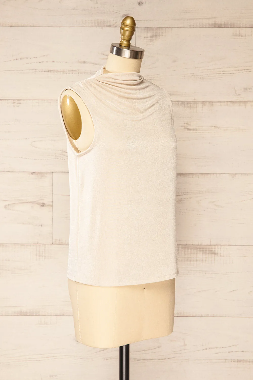 Tapshap Ivory | Sleeveless Top w/ Draped Mock Neck sold by Boutique 1861 product image thumbnail 3