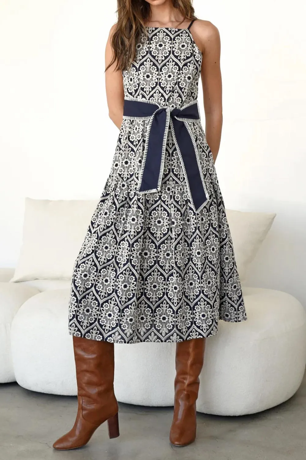 Cecelia | Halter Embroidered Midi Dress sold by Boutique 1861 product image thumbnail 2