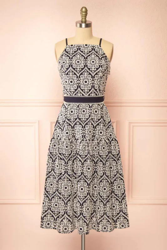 Cecelia | Halter Embroidered Midi Dress sold by Boutique 1861