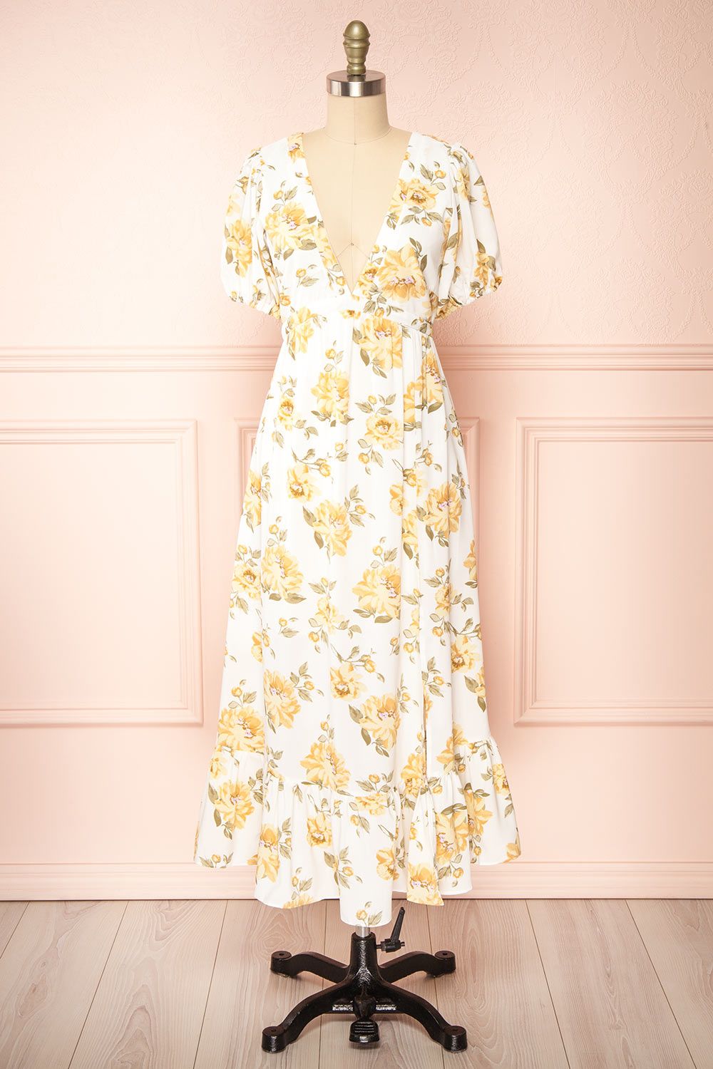 Mahelie | Floral Midi Dress w/ Lace-Up Back sold by Boutique 1861