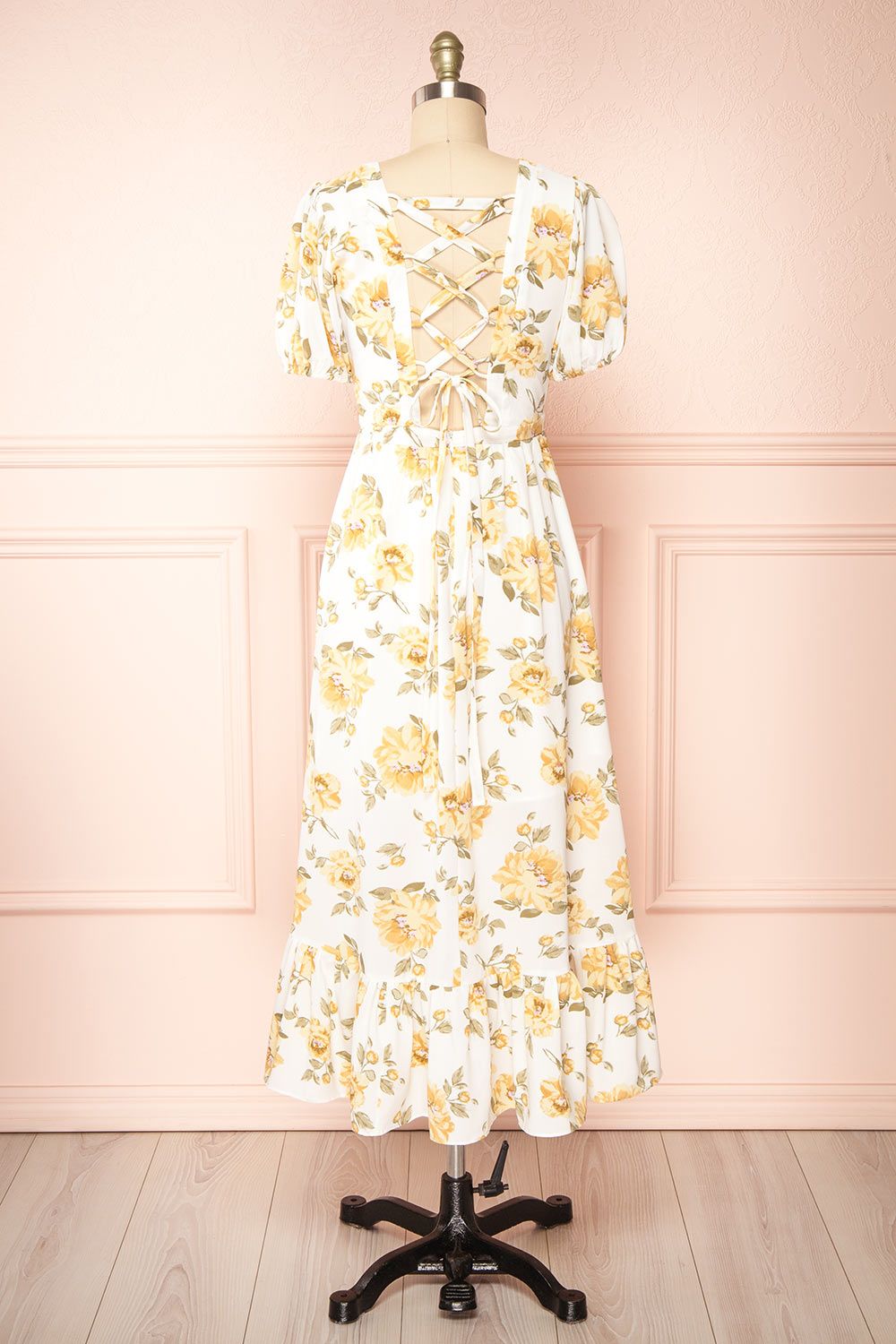 Mahelie | Floral Midi Dress w/ Lace-Up Back sold by Boutique 1861 product image thumbnail 4