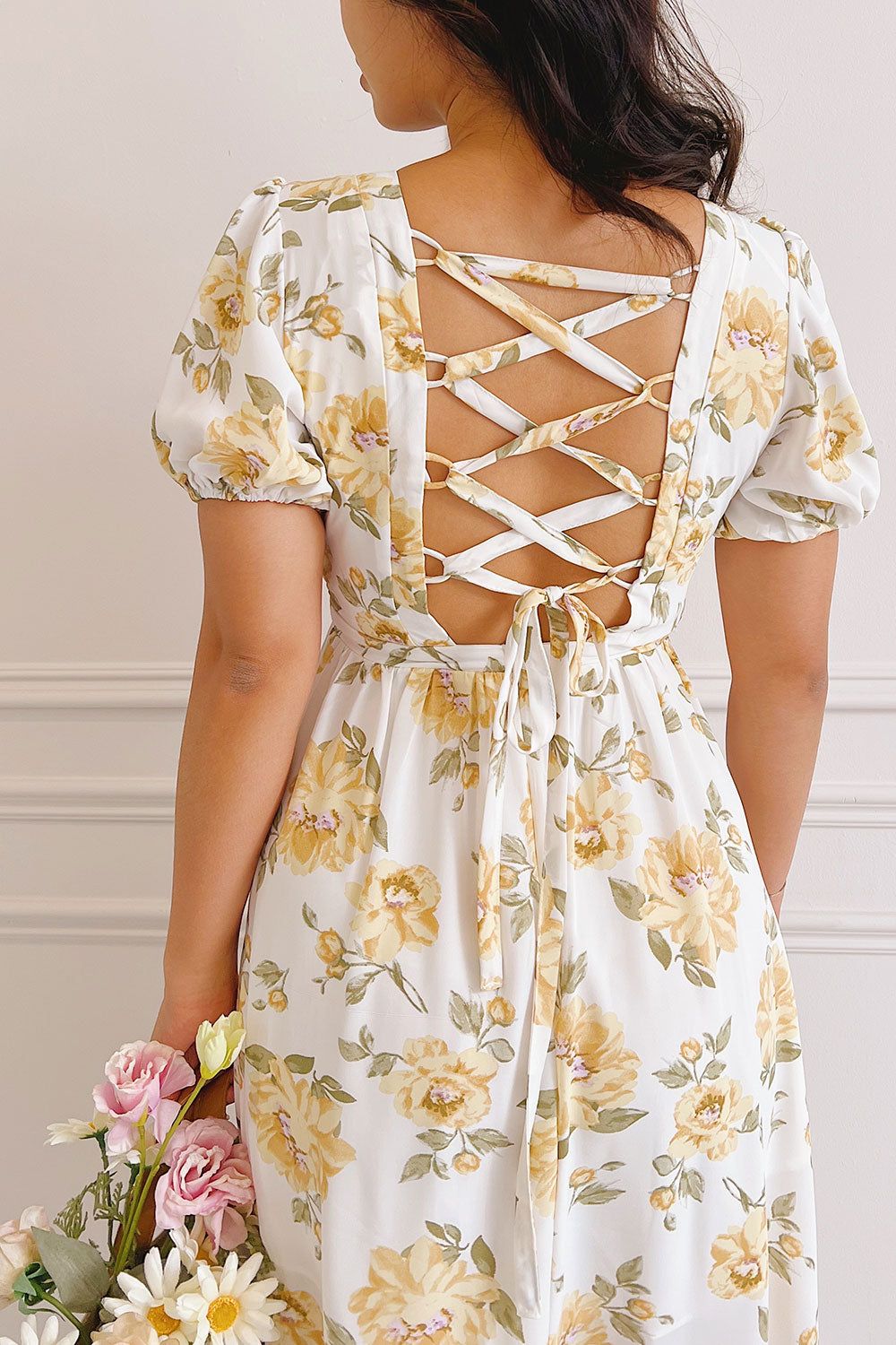 Mahelie | Floral Midi Dress w/ Lace-Up Back sold by Boutique 1861 product image thumbnail 2