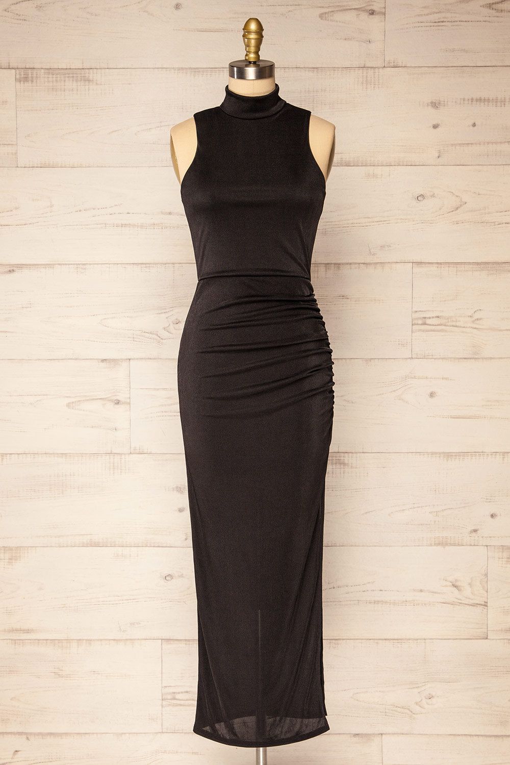 Honfleur | Black Sleeveless Midi Dress sold by Boutique 1861