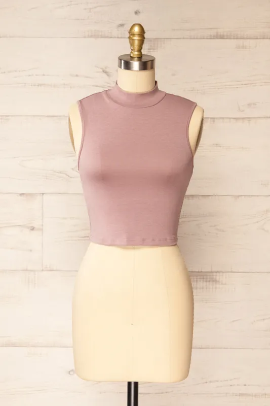 Karachi Mauve | Crop Top w/ Mock Neck sold by Boutique 1861