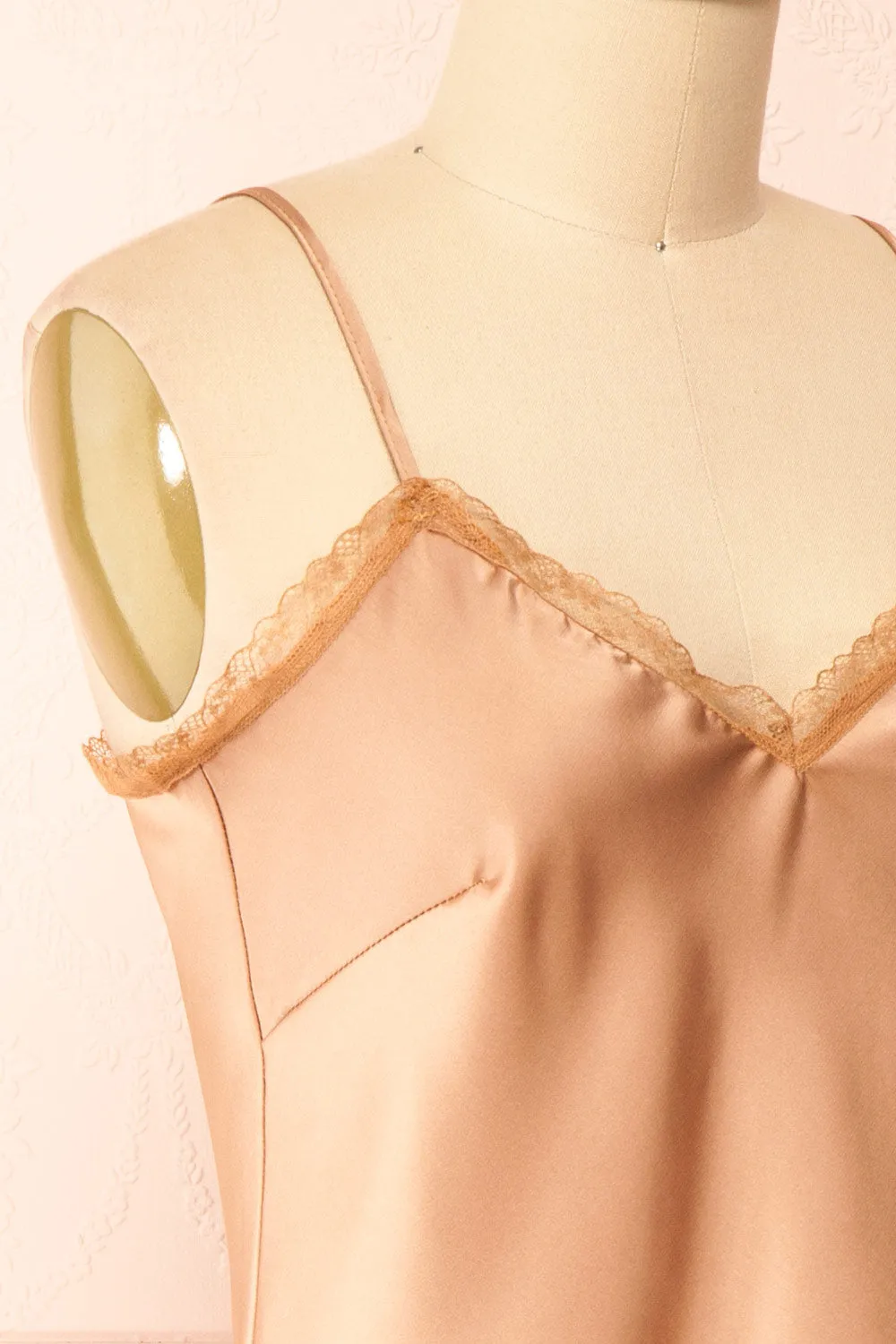 Alexa Caramel | Satin Cami Top w/ Lace Trim sold by Boutique 1861 product image thumbnail 4