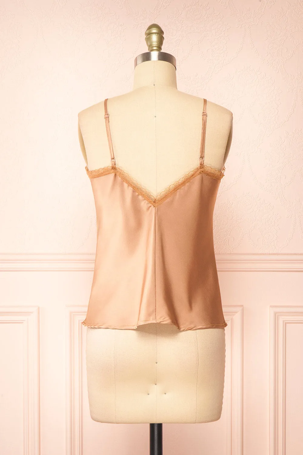 Alexa Caramel | Satin Cami Top w/ Lace Trim sold by Boutique 1861 product image thumbnail 5