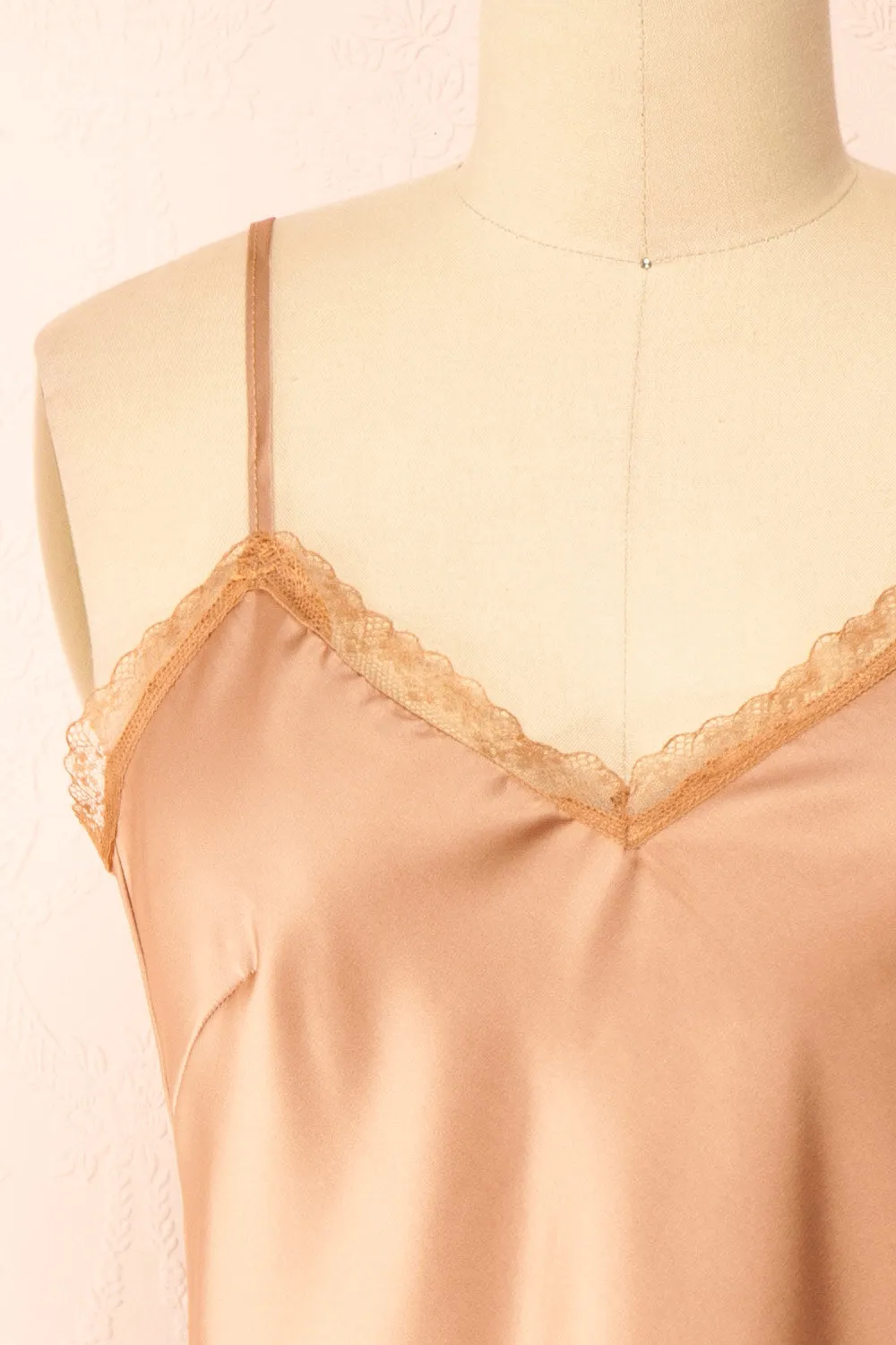 Alexa Caramel | Satin Cami Top w/ Lace Trim sold by Boutique 1861 product image thumbnail 2