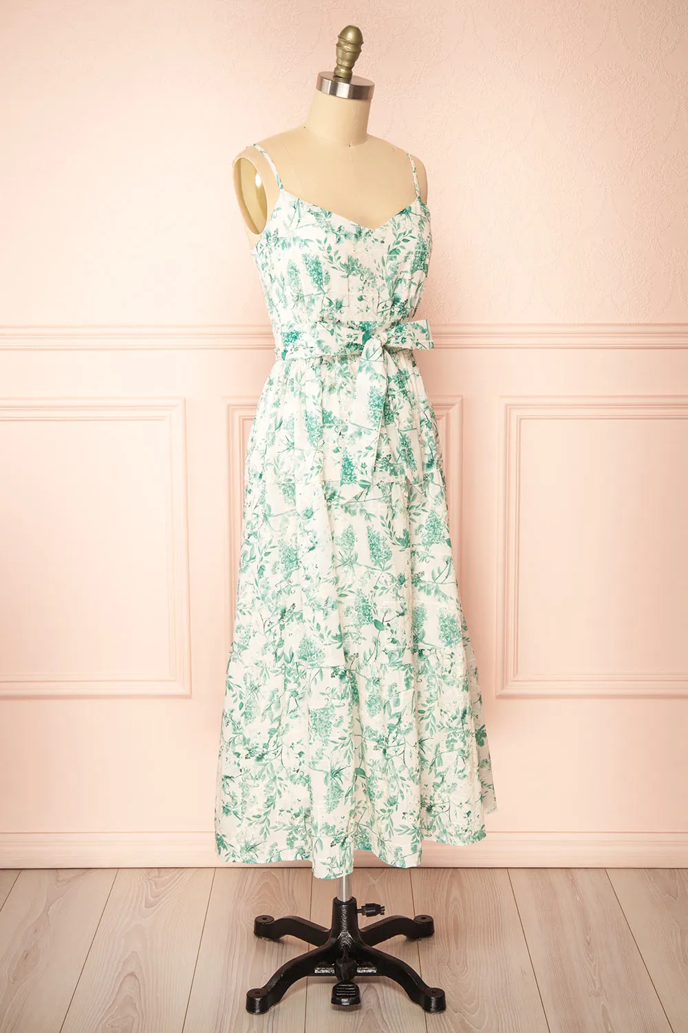 Edeline | Green Floral Openwork Midi Dress sold by Boutique 1861 product image thumbnail 4