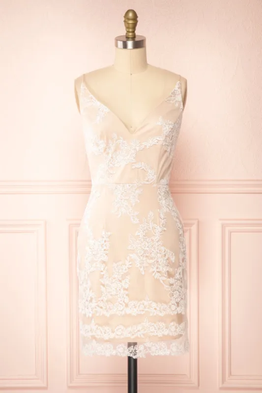 Chilali | Short Dress w/ White Floral Embroidery sold by Boutique 1861
