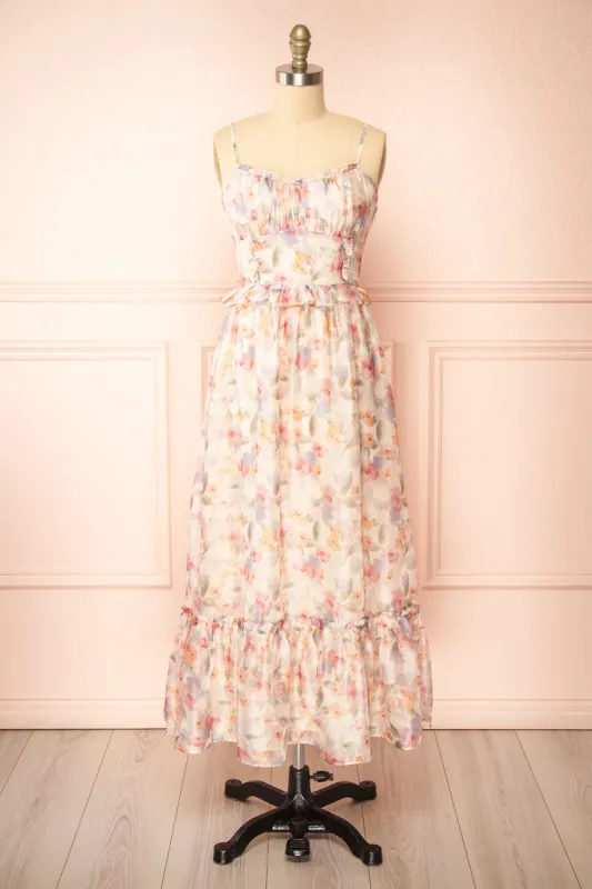Naora | Floral Dress with Lace Up Back sold by Boutique 1861