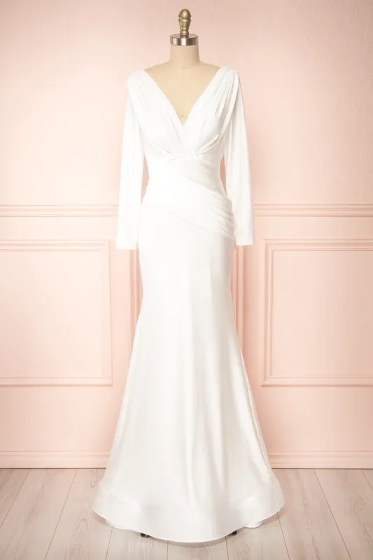 Teresa | V-Neck Satin Maxi Bridal Gown sold by Boutique 1861