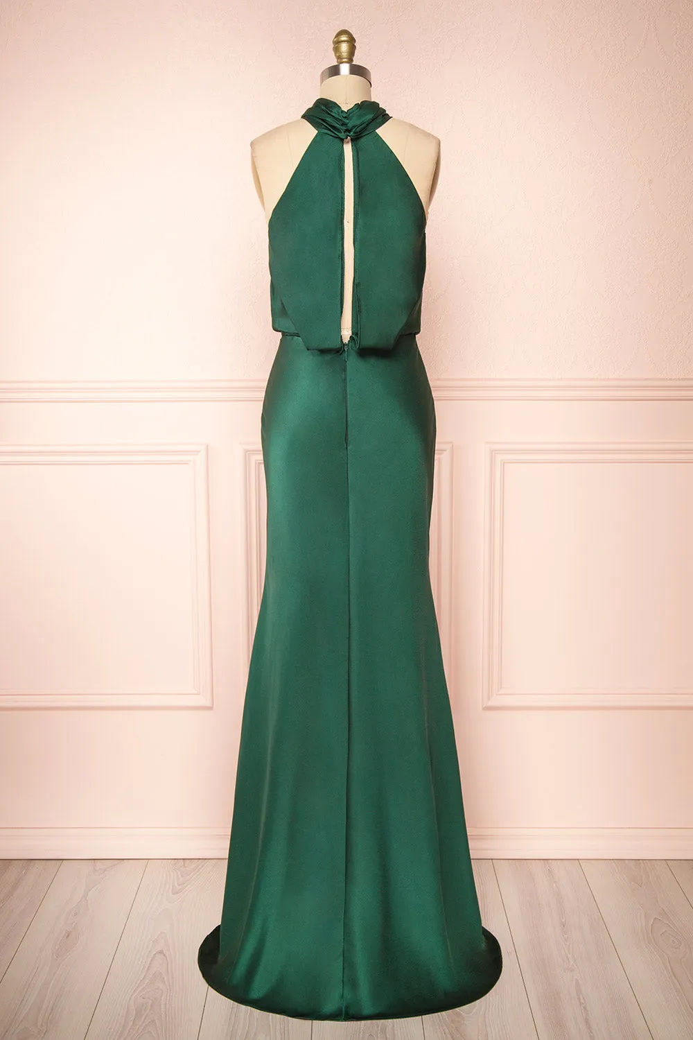 Jinny Emerald | Satin Halter Maxi Dress sold by Boutique 1861 product image thumbnail 5