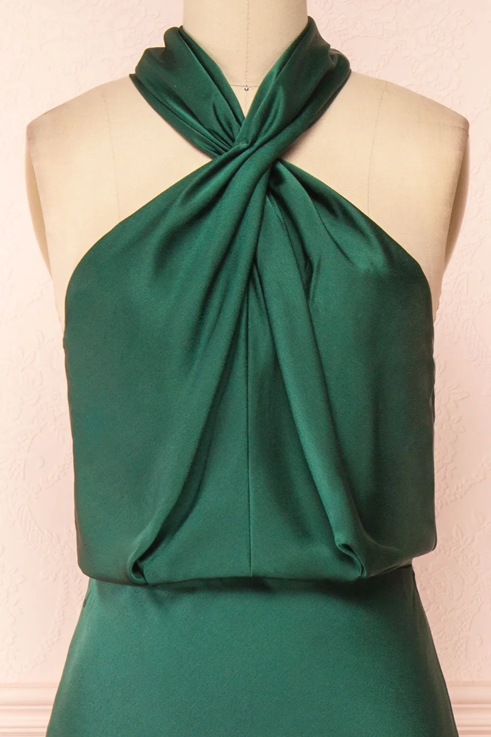 Jinny Emerald | Satin Halter Maxi Dress sold by Boutique 1861 product image thumbnail 2