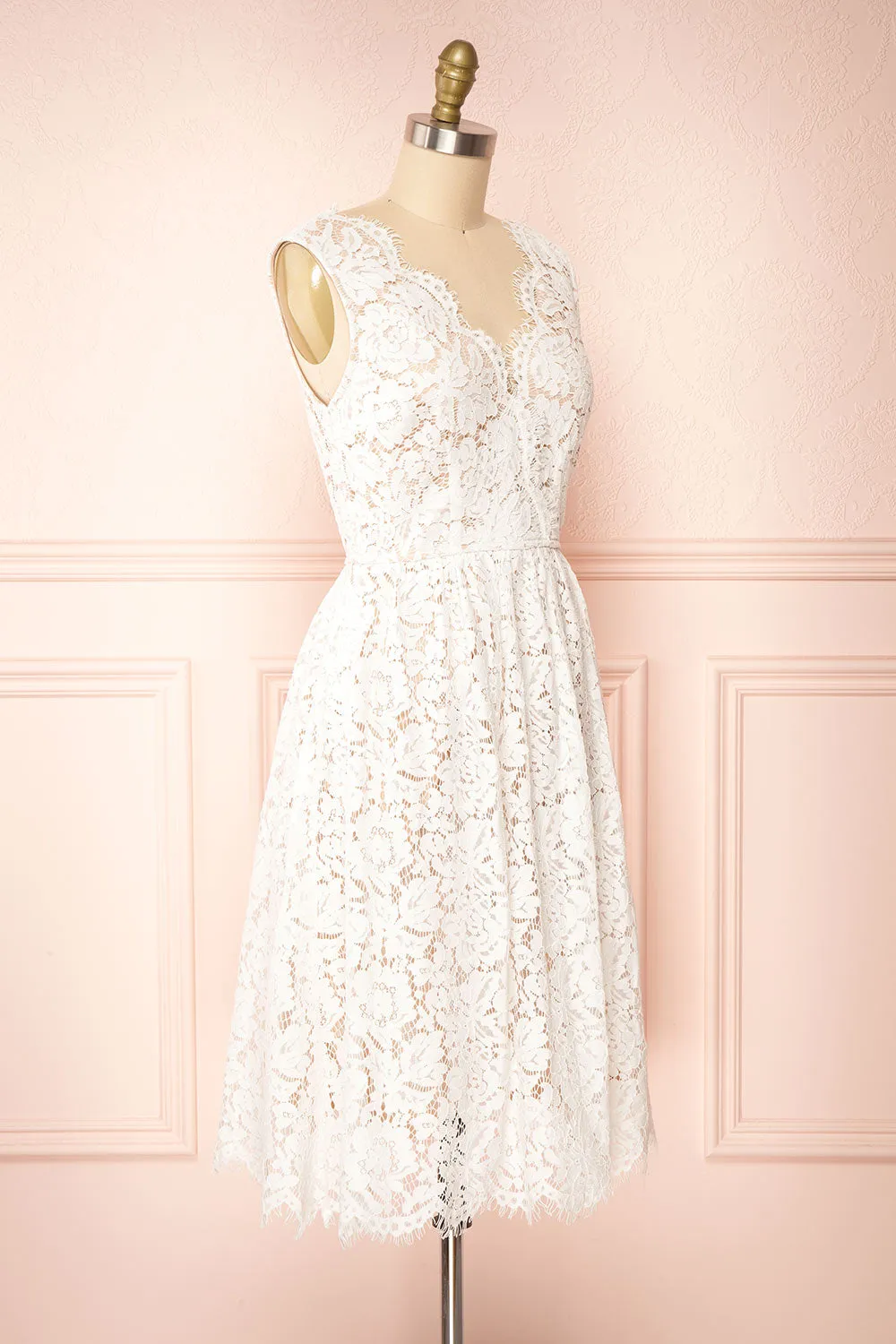Sarita Ivory | A-Line Lace Midi Dress w/ Wide Straps sold by Boutique 1861 product image thumbnail 4