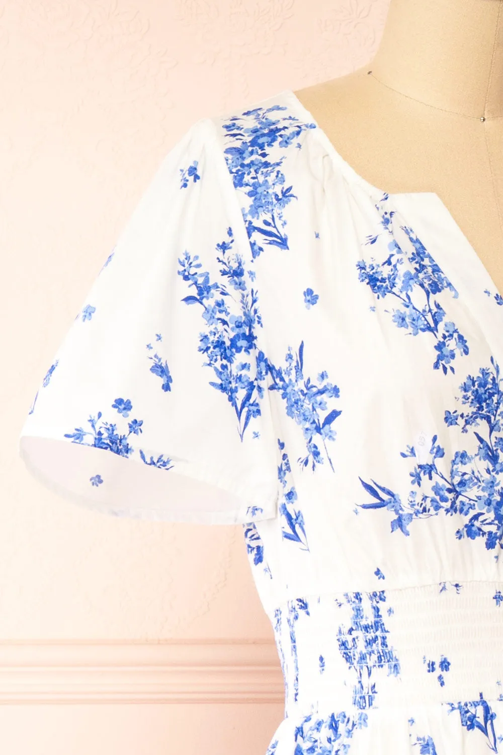 Claudia | White Maxi Dress w/ Blue Floral Pattern sold by Boutique 1861 product image thumbnail 5