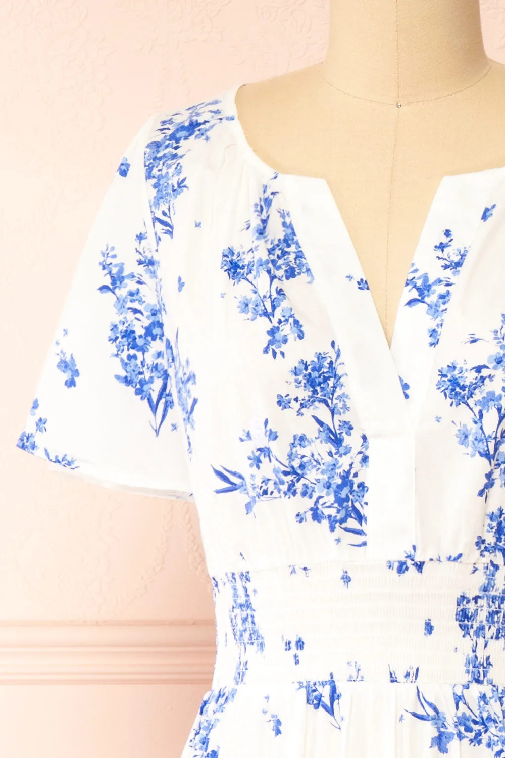 Claudia | White Maxi Dress w/ Blue Floral Pattern sold by Boutique 1861 product image thumbnail 3