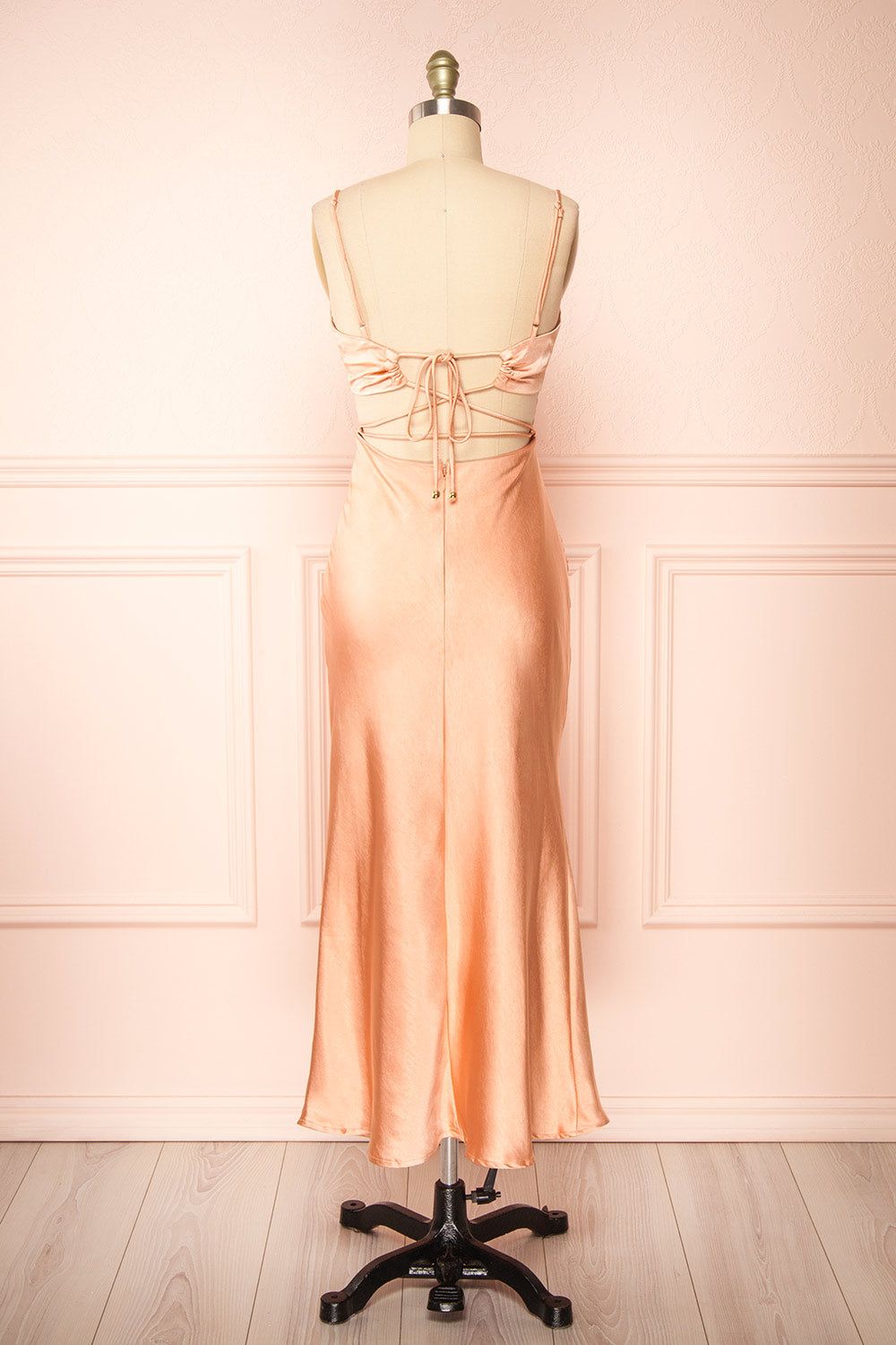 Stevie Pink | Open-Back Satin Midi Dress sold by Boutique 1861 product image thumbnail 3