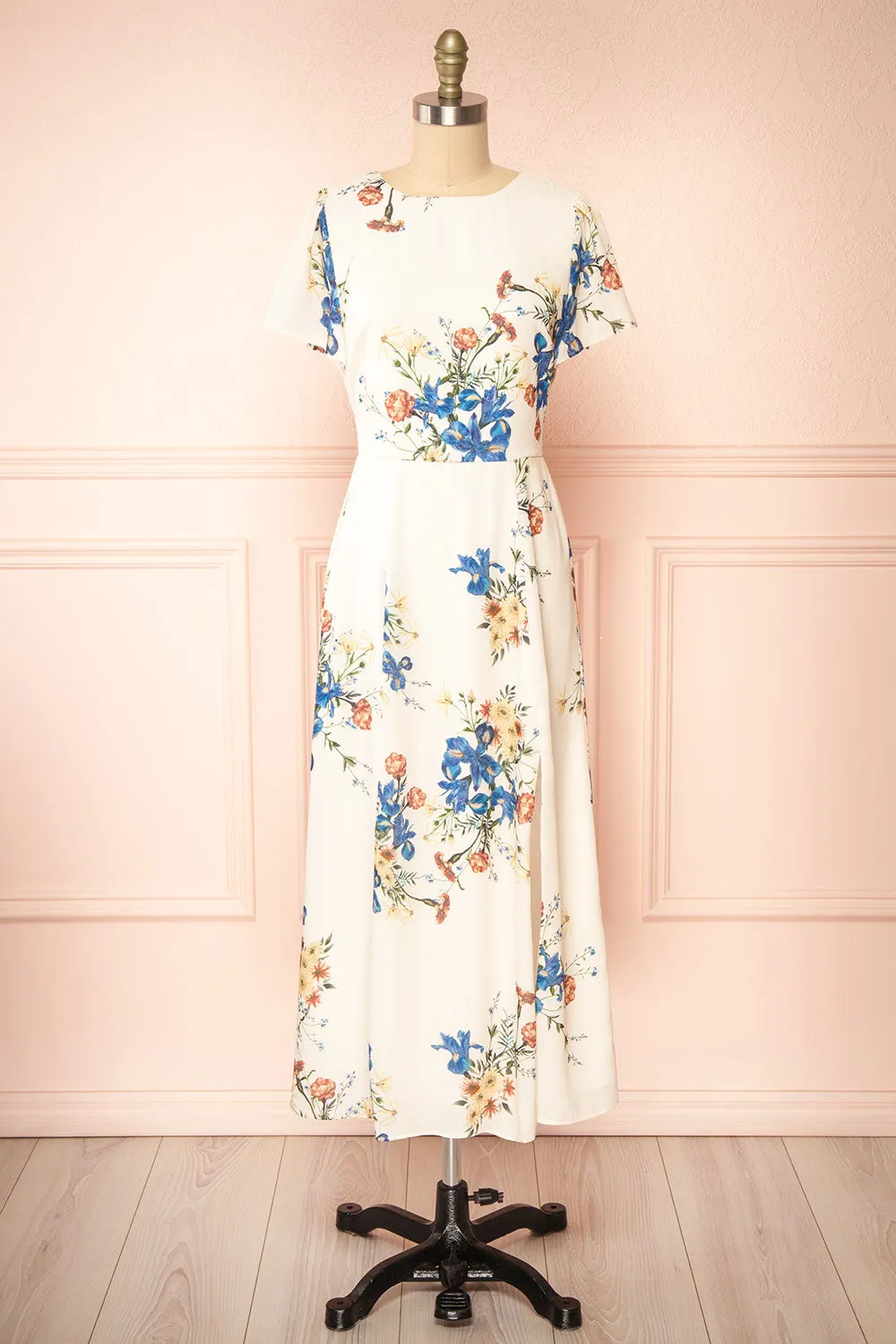 Carolina | Floral Midi Dress w/ Slit sold by Boutique 1861