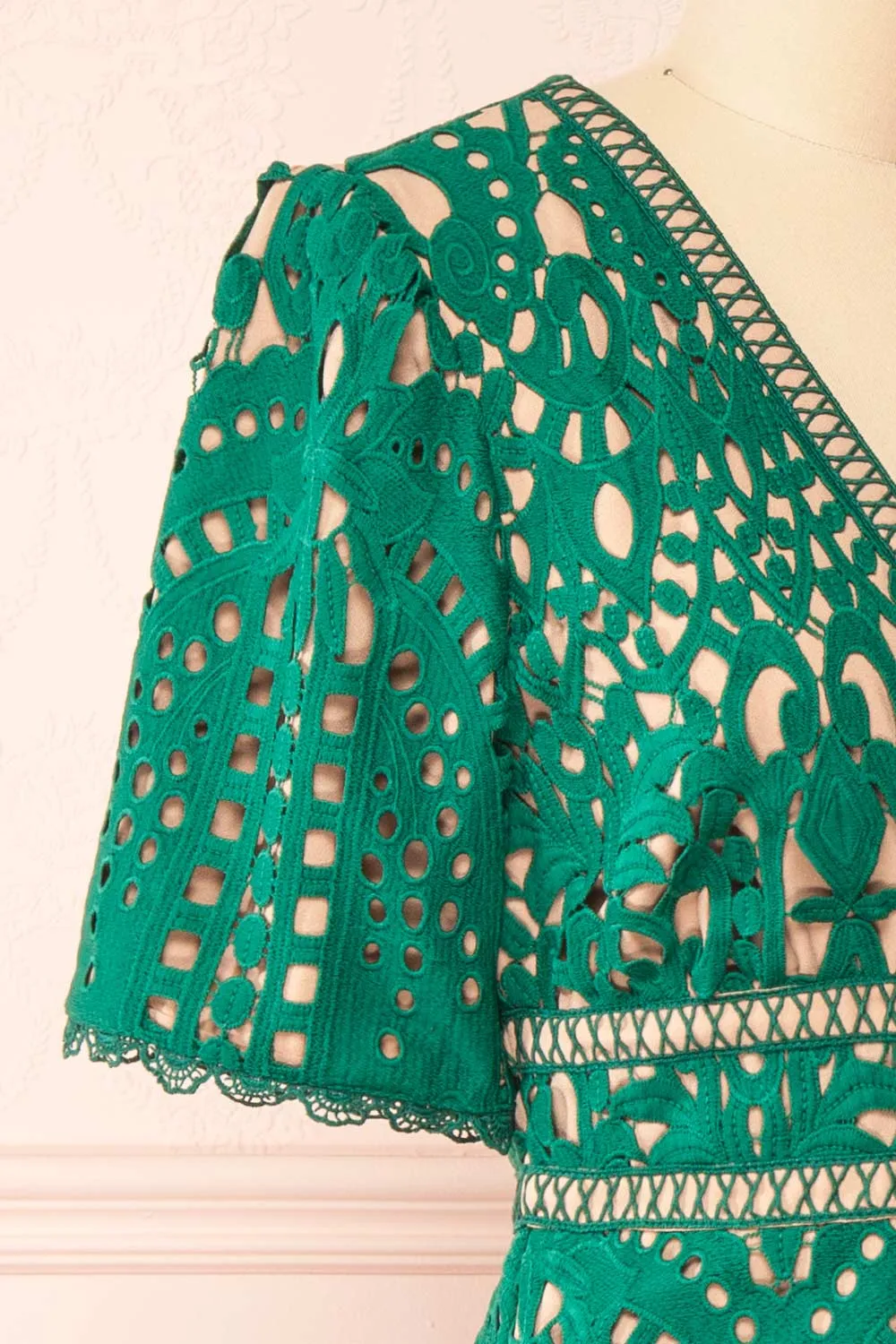 Analla | Short Green Crocheted Lace Dress sold by Boutique 1861 product image thumbnail 4
