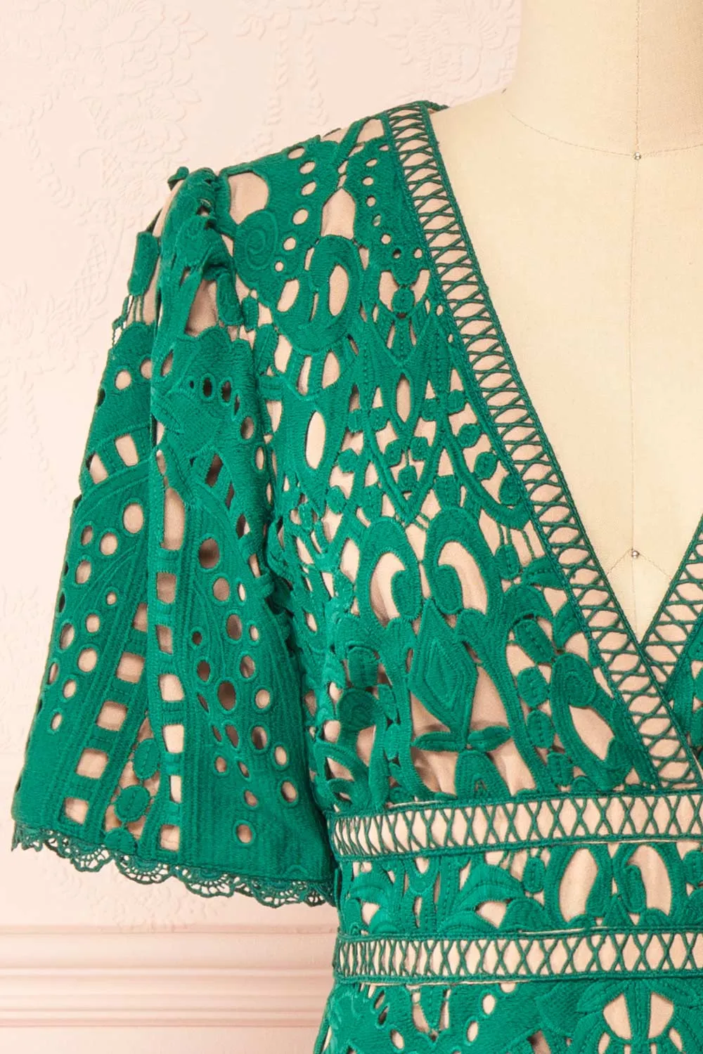Analla | Short Green Crocheted Lace Dress sold by Boutique 1861 product image thumbnail 2