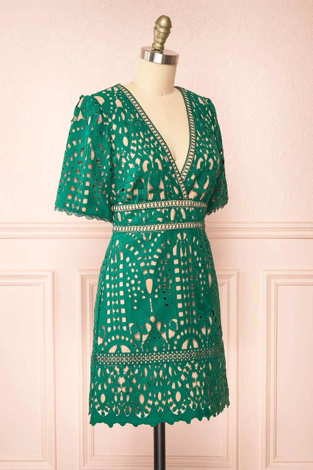 Analla | Short Green Crocheted Lace Dress sold by Boutique 1861 product image thumbnail 3