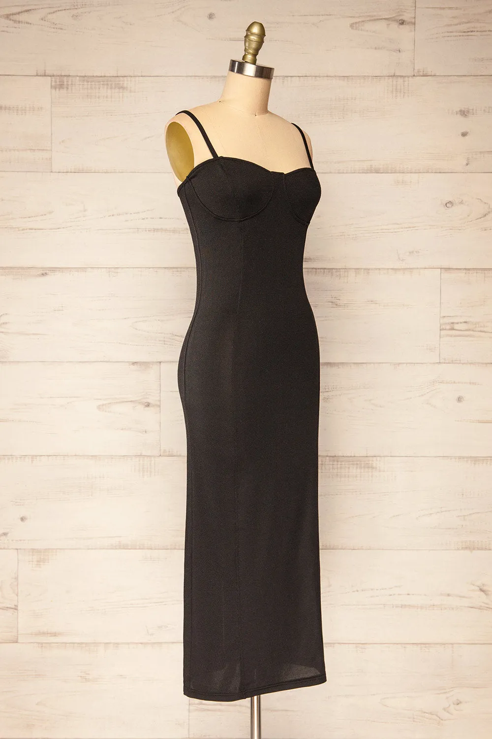 Suai Black | Fitted Midi Dress w/ Back Slit sold by Boutique 1861 product image thumbnail 3