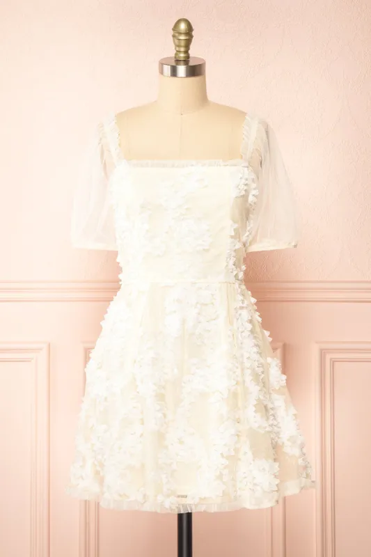 Kiera | Short A-Line Dress w/ Floral Appliqué sold by Boutique 1861