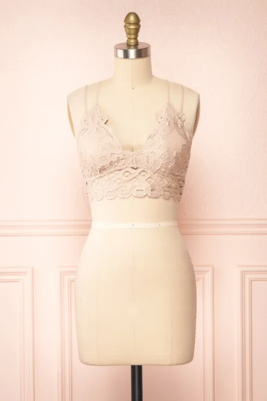 Niken Taupe | Lace Bralette sold by Boutique 1861