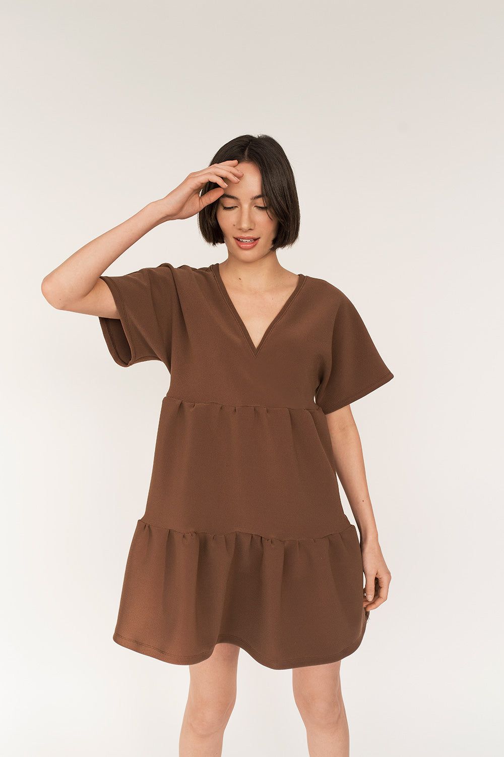 Segura Taupe | Tiered Short Dress sold by Boutique 1861 product image thumbnail 2