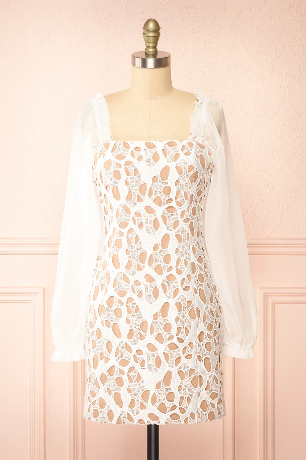 Oriane | Short White Lacy Dress sold by Boutique 1861