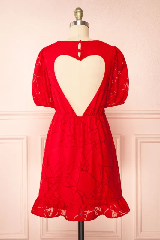 Tracy | Short Red Dress w/ Heart Shaped Back sold by Boutique 1861