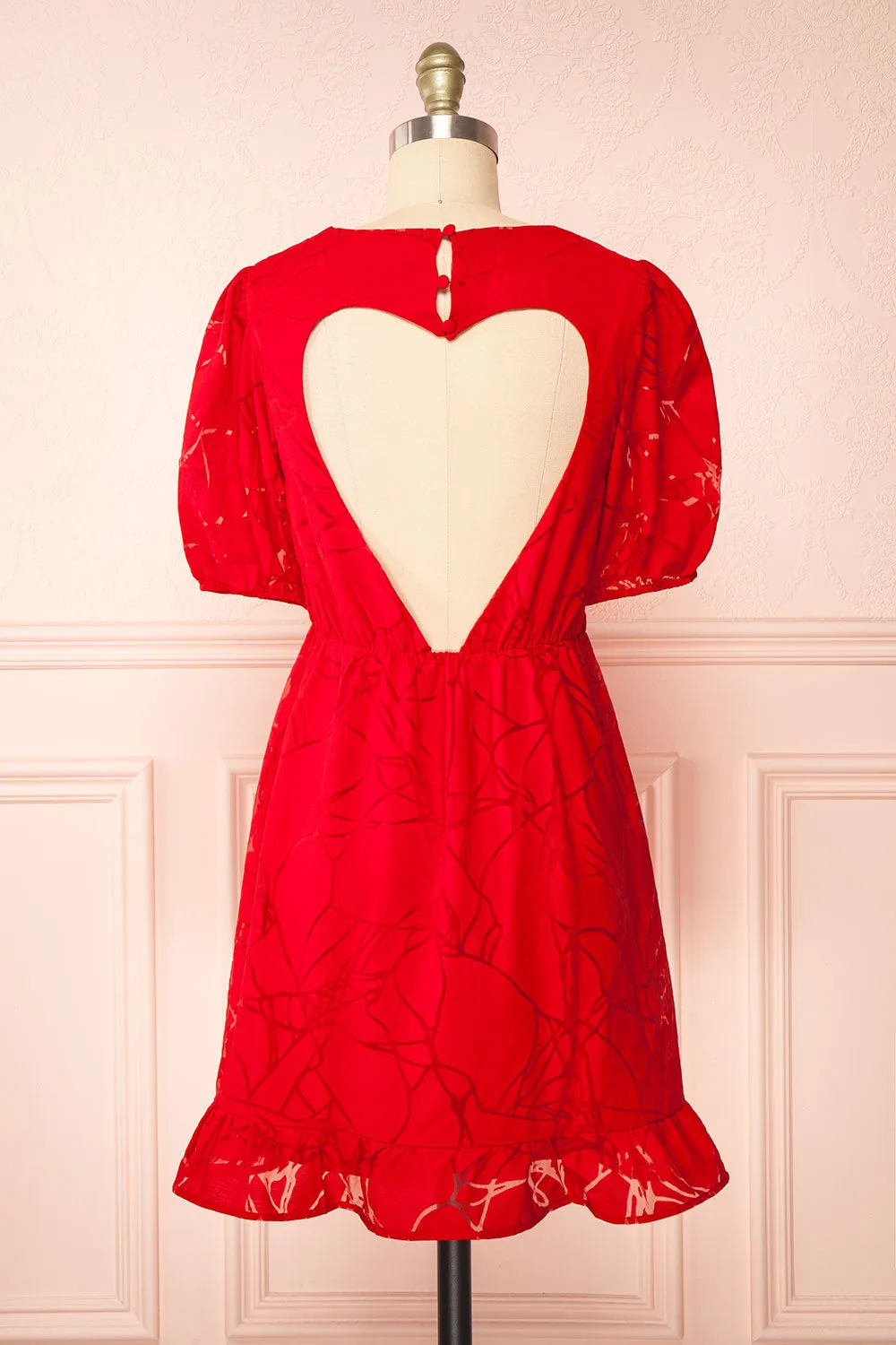 Tracy | Short Red Dress w/ Heart Shaped Back sold by Boutique 1861