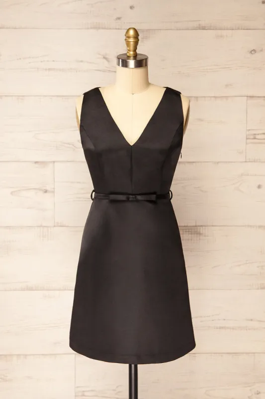 Evesham | Short Black Dress w/ Ribbon Belt sold by Boutique 1861